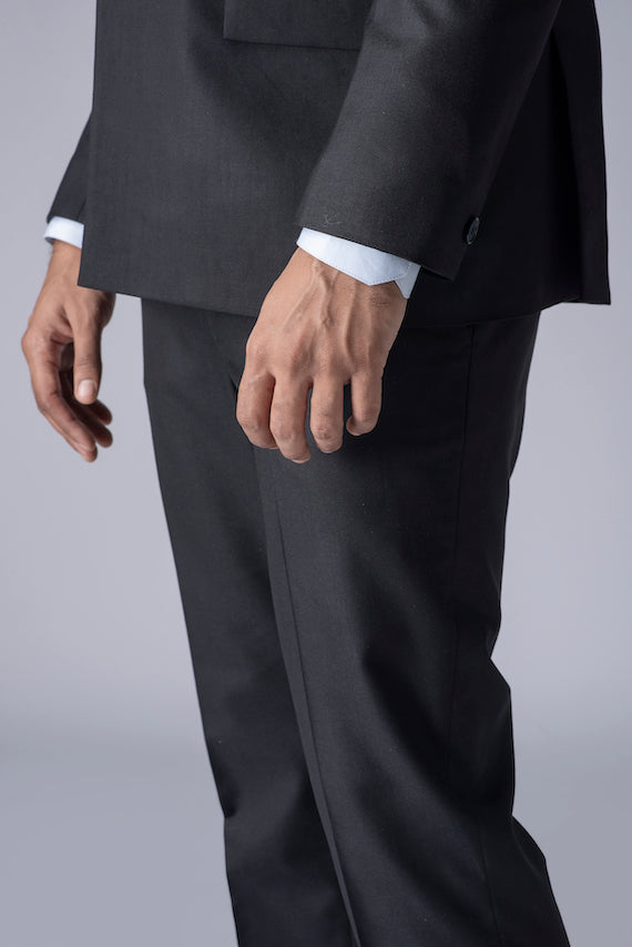 Men's Black, Flat Front, Tuxedo Pants with Satin Stripe - 99tux